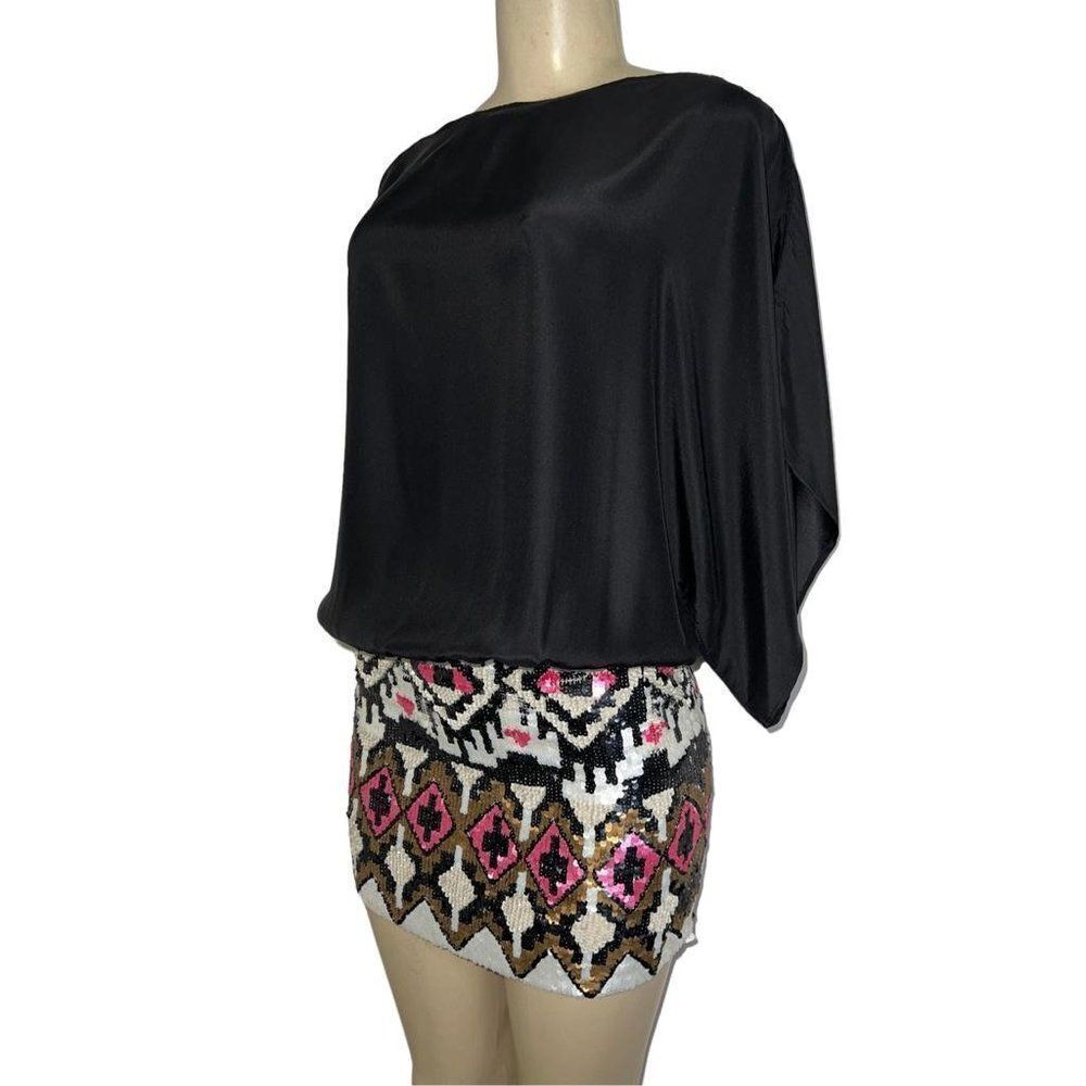 PARKER Black on Top 100% Silk 2 Layered Mini Dress Size XS - Picture 2 of 6